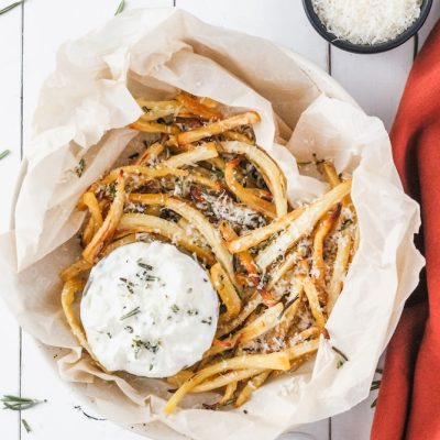 Parsnip Pencil Fries With Spicy Curry Dipping