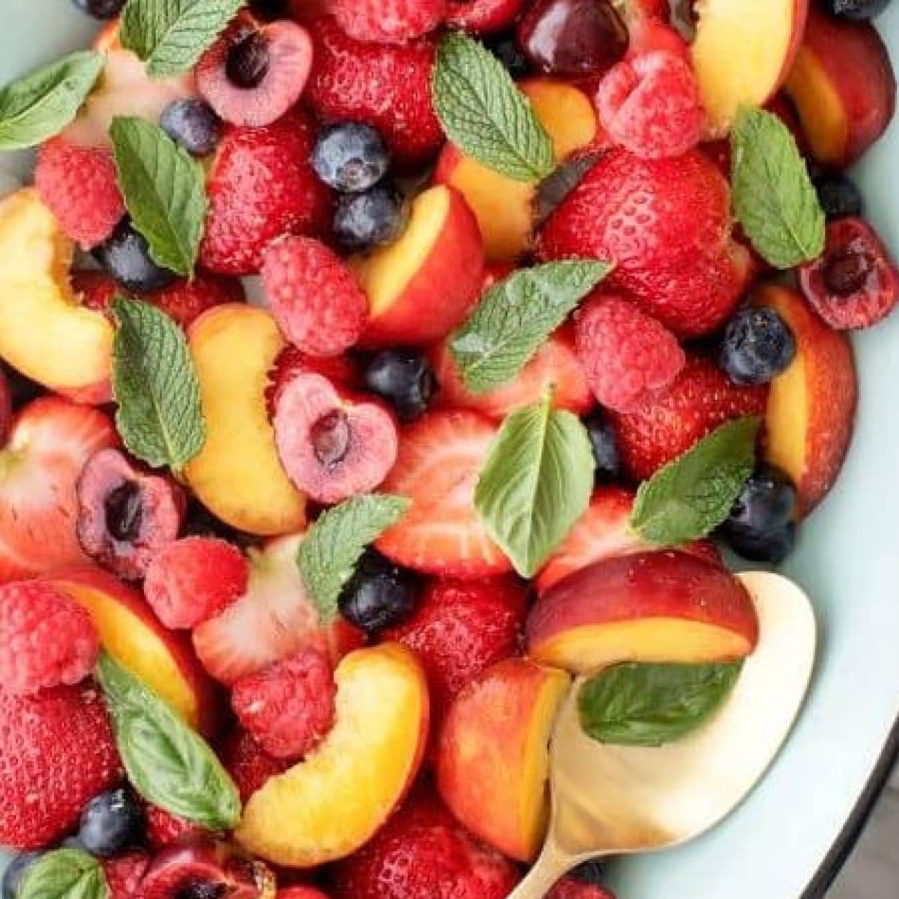 Peachy Fresh Fruit Salad With A Flourish Of