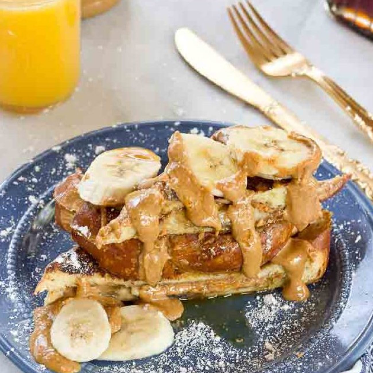 Peanut Butter & Banana Stuffed French Toast