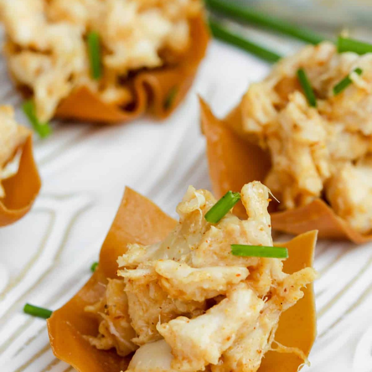 Peanut Curry Tofu In Spicy Wonton Cups