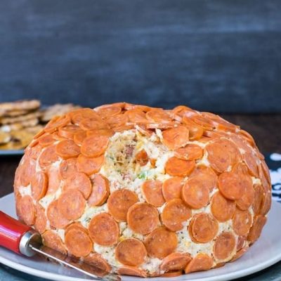 Pepperoni Pizza Football Cheese Ball