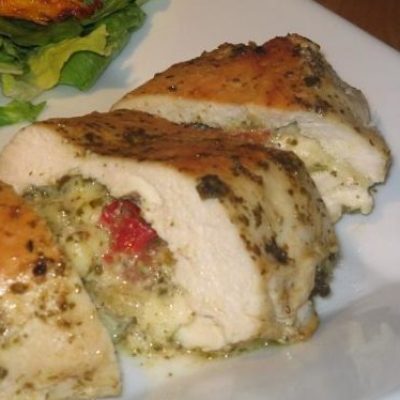 Pesto- Mozzarella Stuffed Chicken