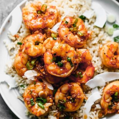 Plumped Ginger- Caramel Shrimp