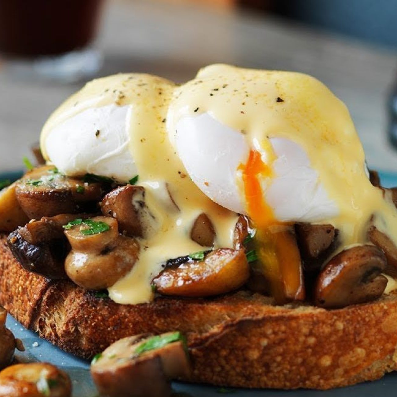 Poached Egg On Creamy Mushroom Toast