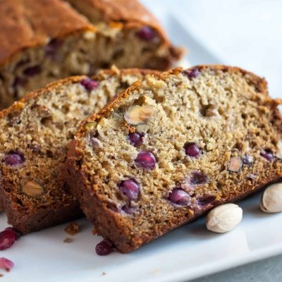 Pomegranate, Banana And Pistachio Bread