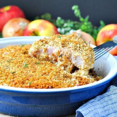 Pork Chops With Glazed Apples And Stuffing