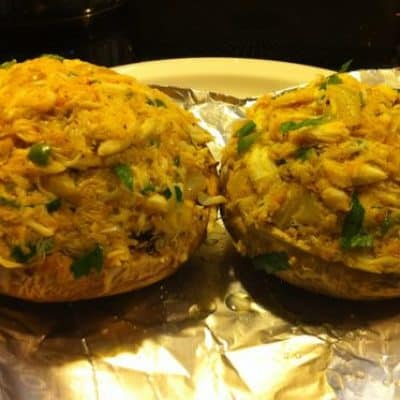 Portabella Mushrooms Topped With Crab