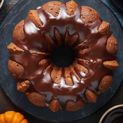 Pumpkin Bundt Cake With Chocolate Glaze