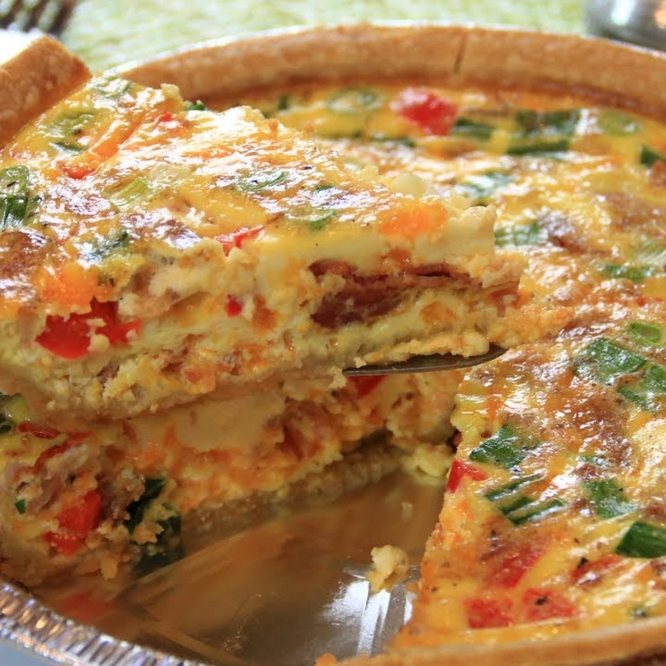 Quick & Easy Bacon, Cheddar, Scallion Quiche