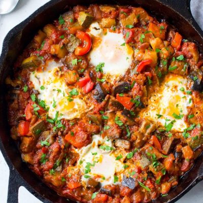 Ratatouille With Poached Eggs And Garlic