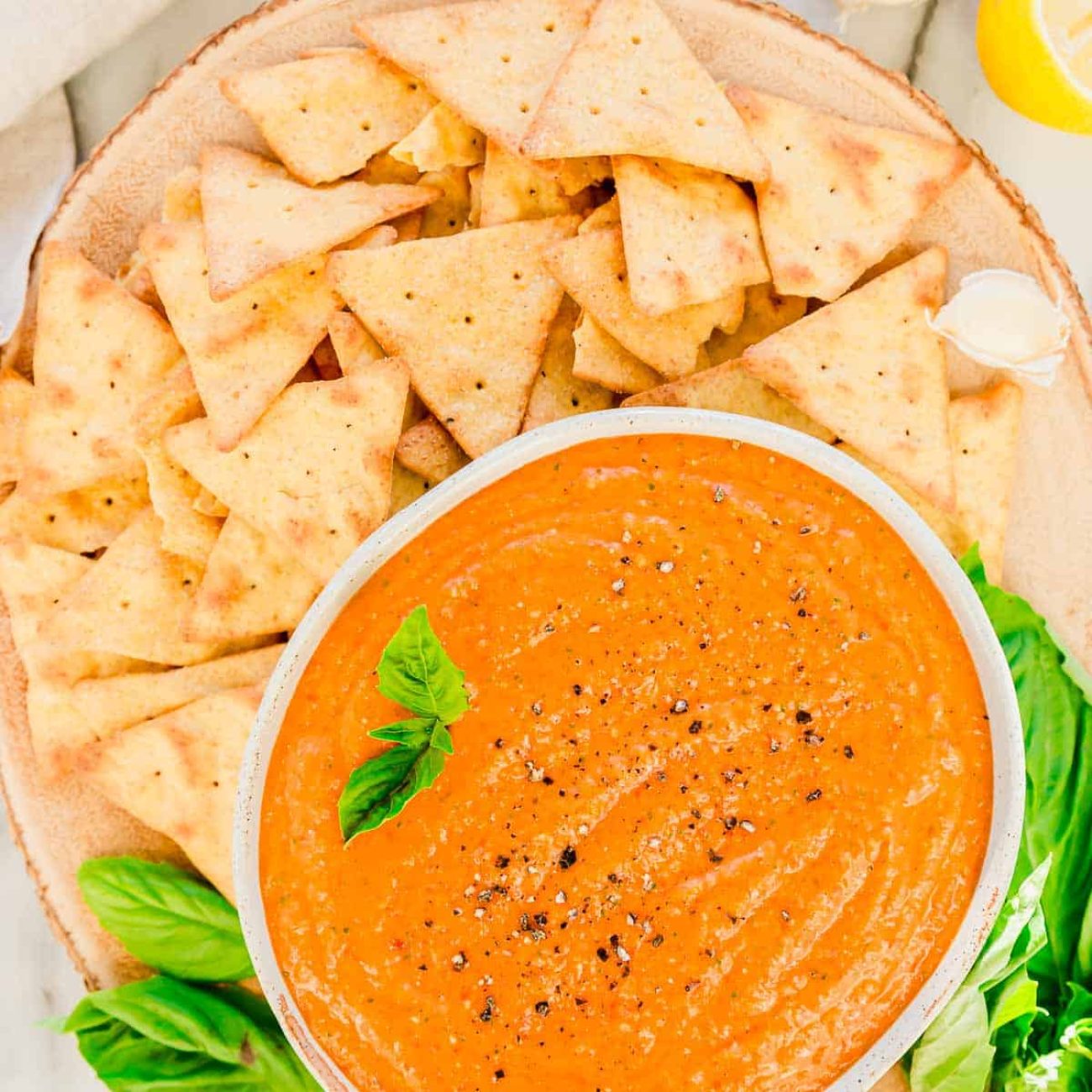 Red Pepper Dip With Taco Chips