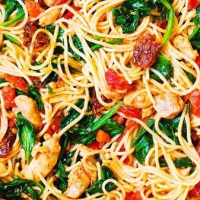 Reduced-Fat Chicken, Spinach &Amp; Tomato Pasta