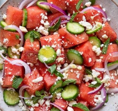 Refreshing Watermelon, Feta, And Black Olive Salad Recipe