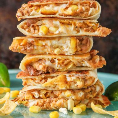 Refried Bean And Salsa Quesadillas