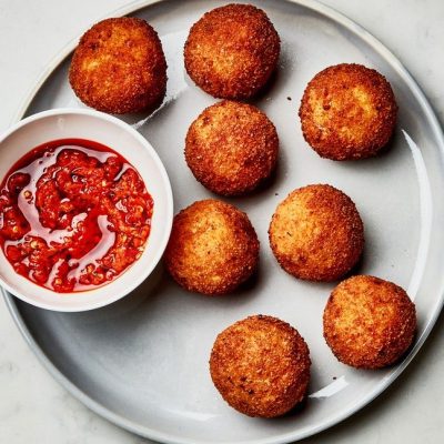 Rice Croquettes With Tomato Dip