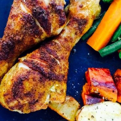 Roast Chicken Drumsticks And Vegetables