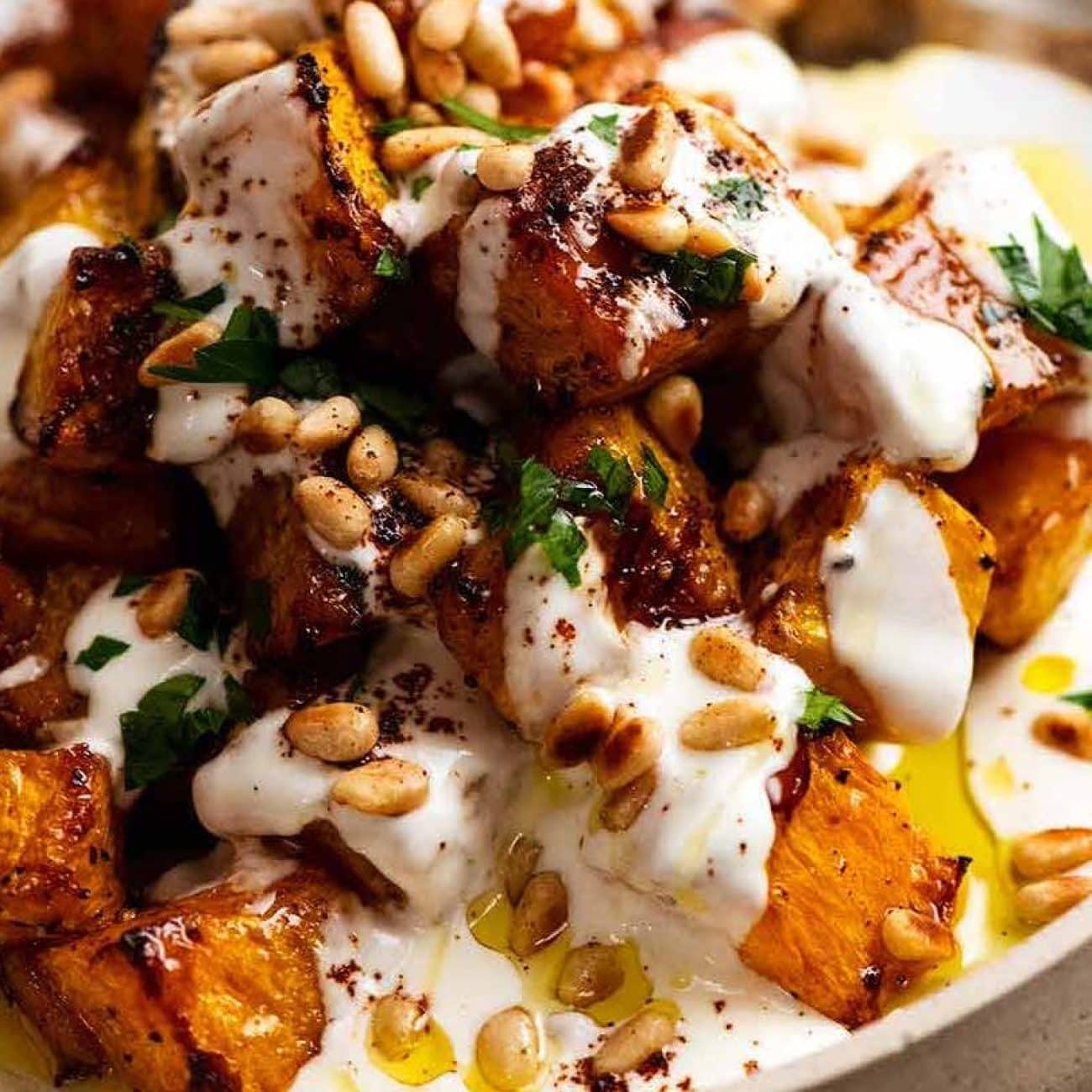 Roast Pumpkin W Cinnamon, Pine Nuts And