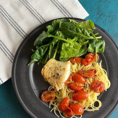 Roasted Cod And Tomatoes With Basil And White