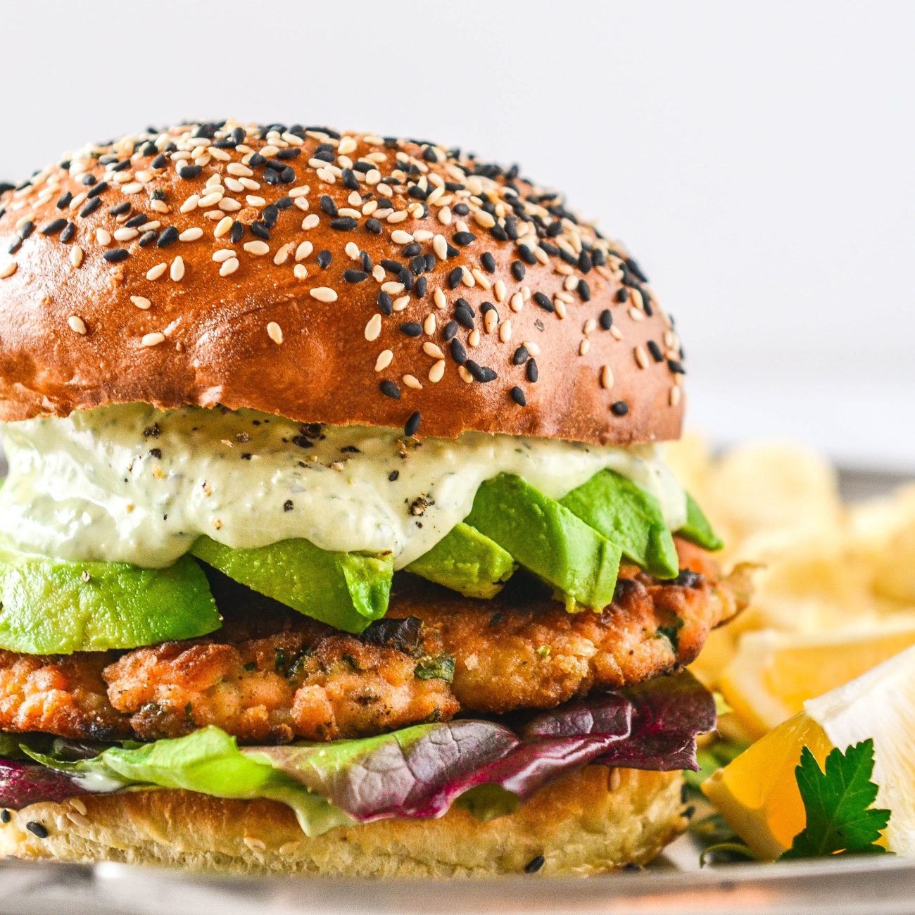 Salmon Burgers W/Green Goddess Sauce