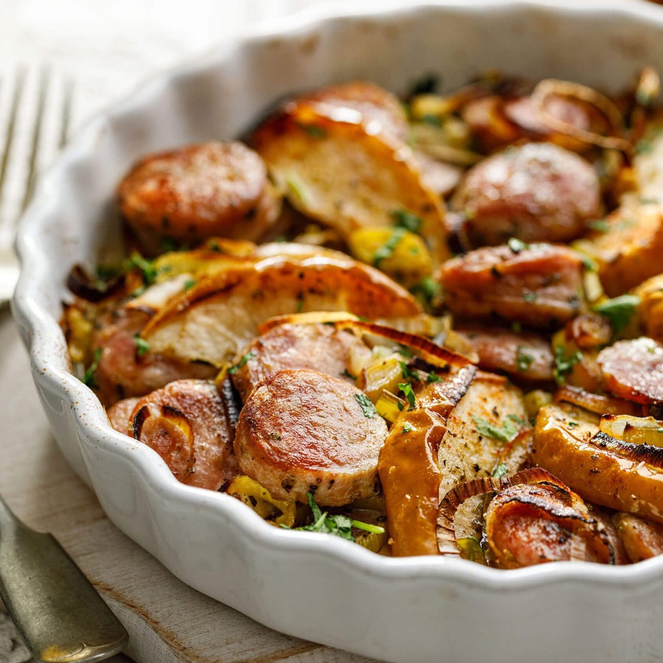 Sausage, Leek And Apple Casserole