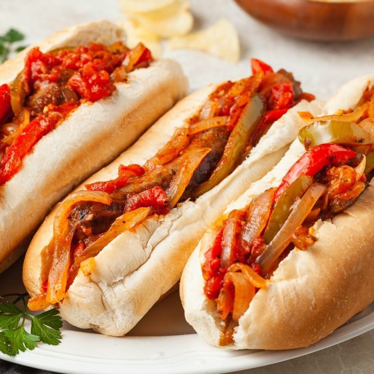 Sausage, Pepper And Onion Hoagies