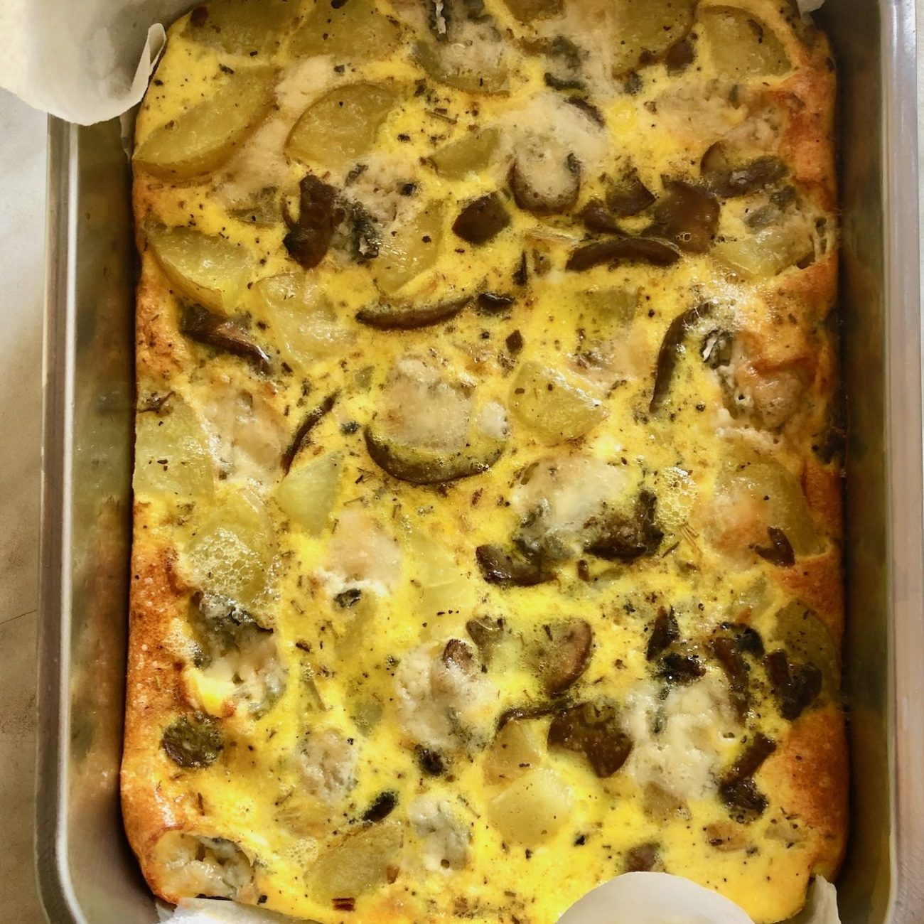 Savory Onion, Potato And Blue Cheese Frittata