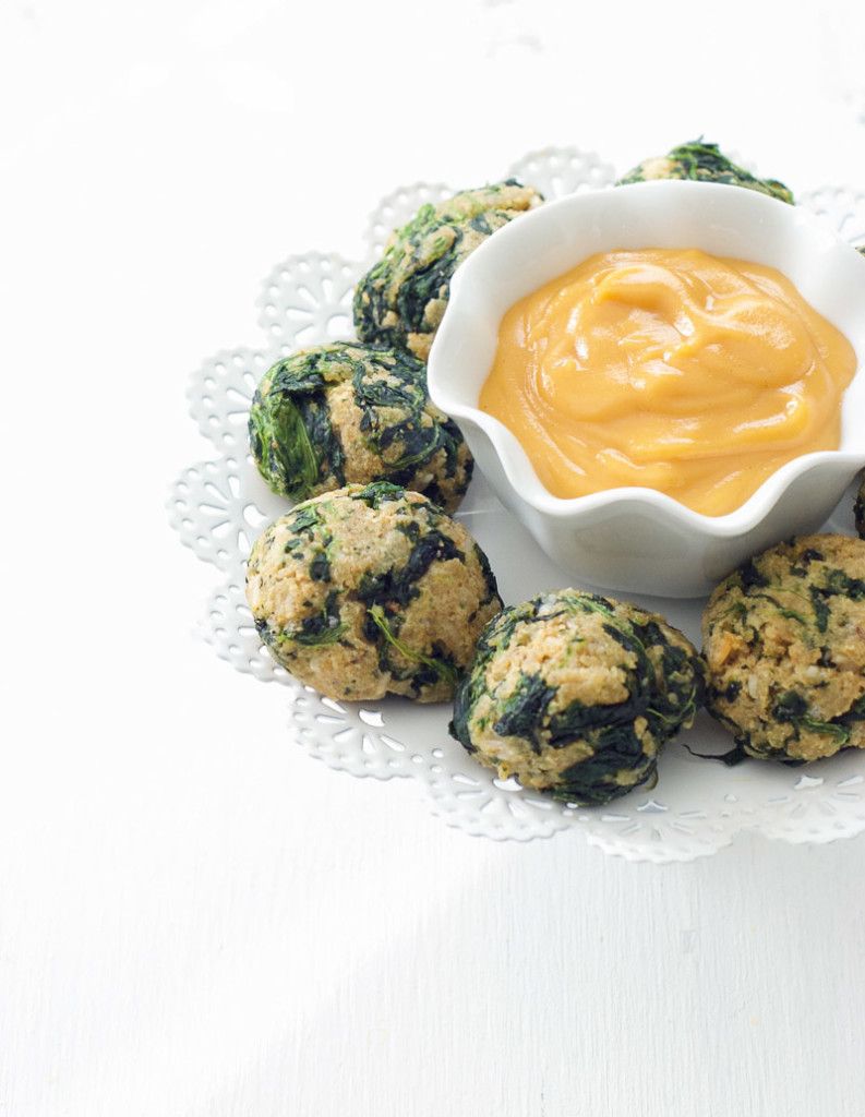 Savory Spinach Balls with Creamy Peppercorn Mustard Dip