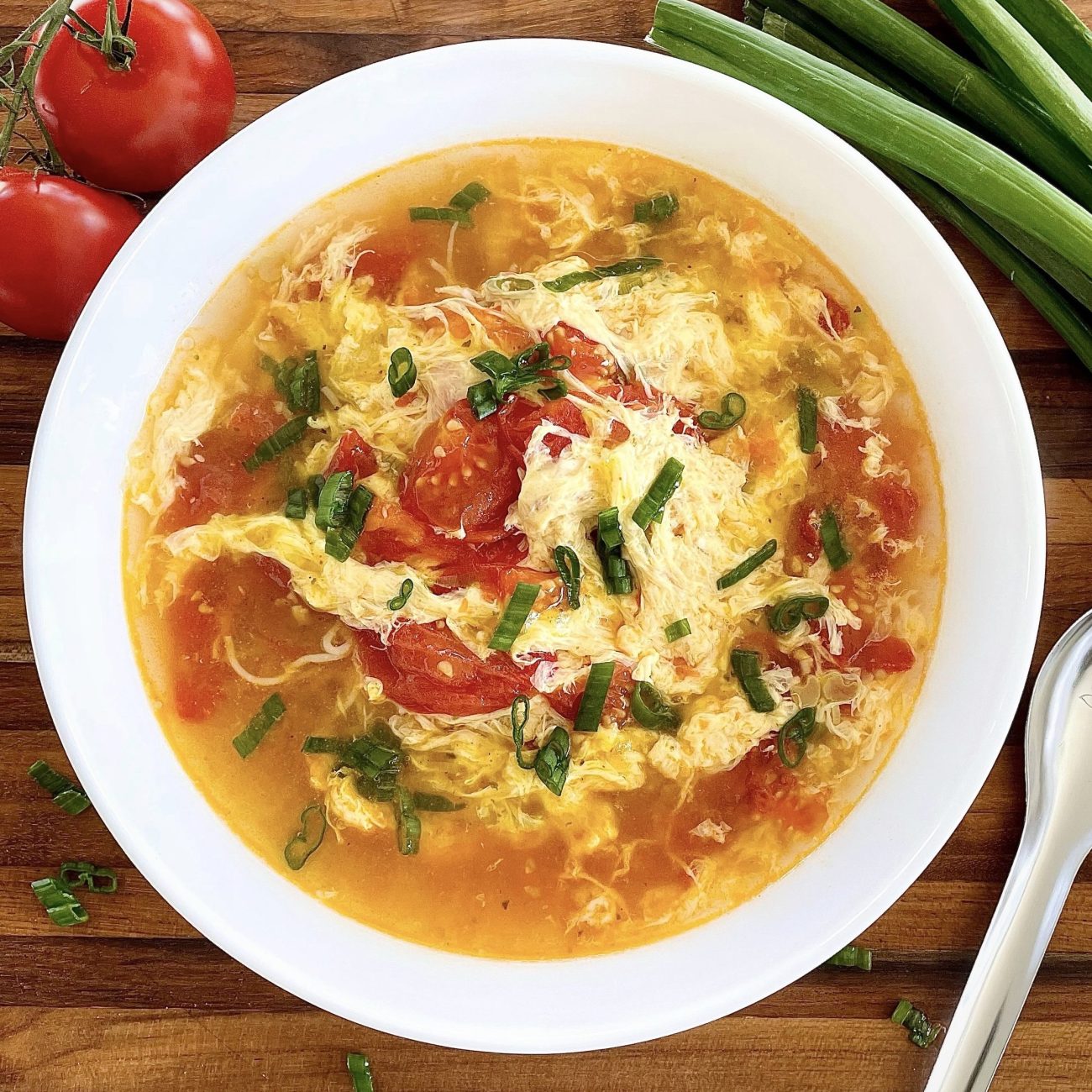 Savory Tomato and Egg Drop Soup Recipe