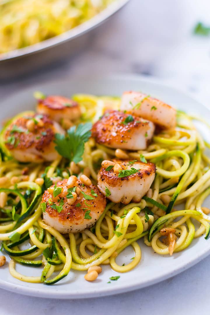 Scallops-Pan Seared On Linguine With