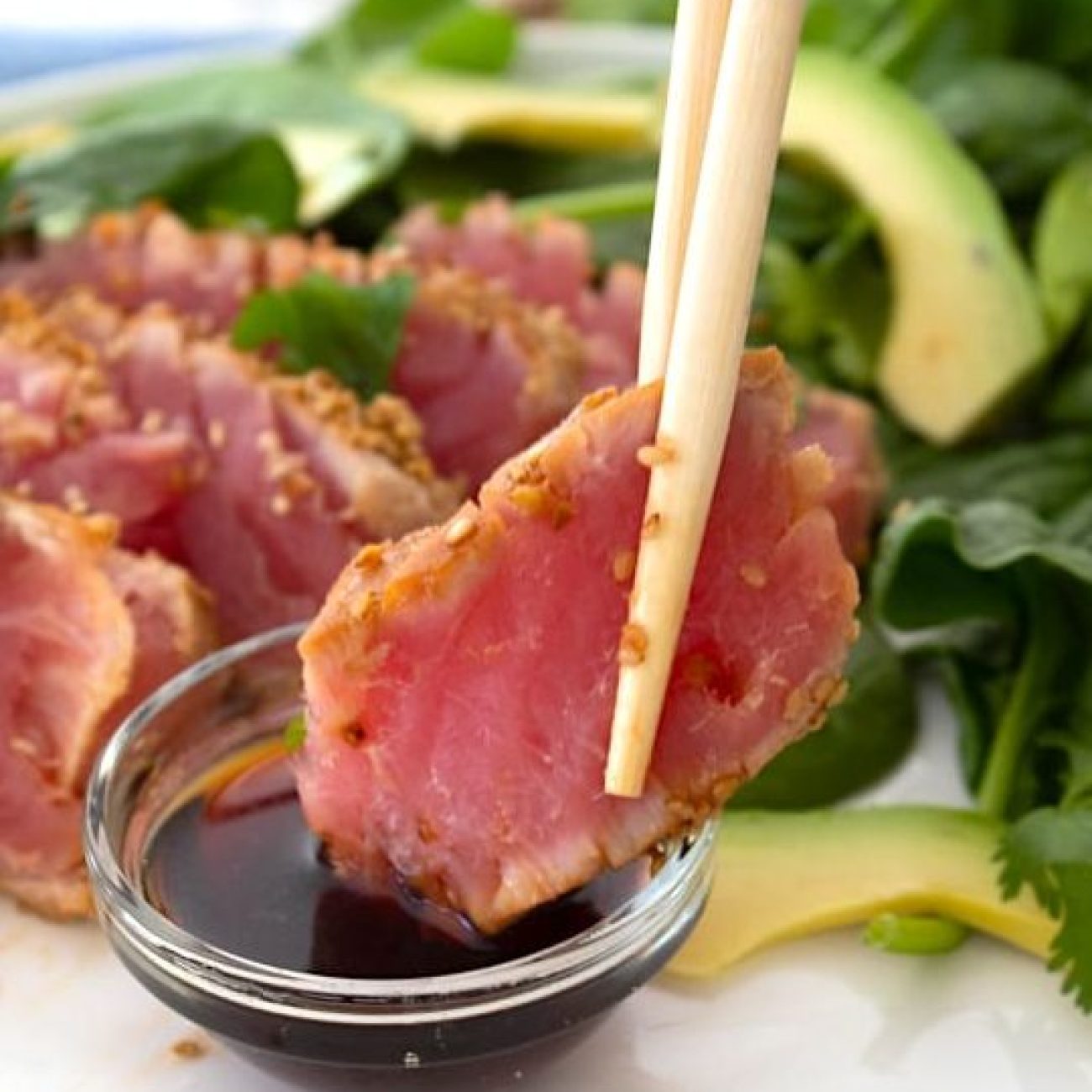 Seared Tuna Tataki Recipe with Crunchy Avocado Slaw