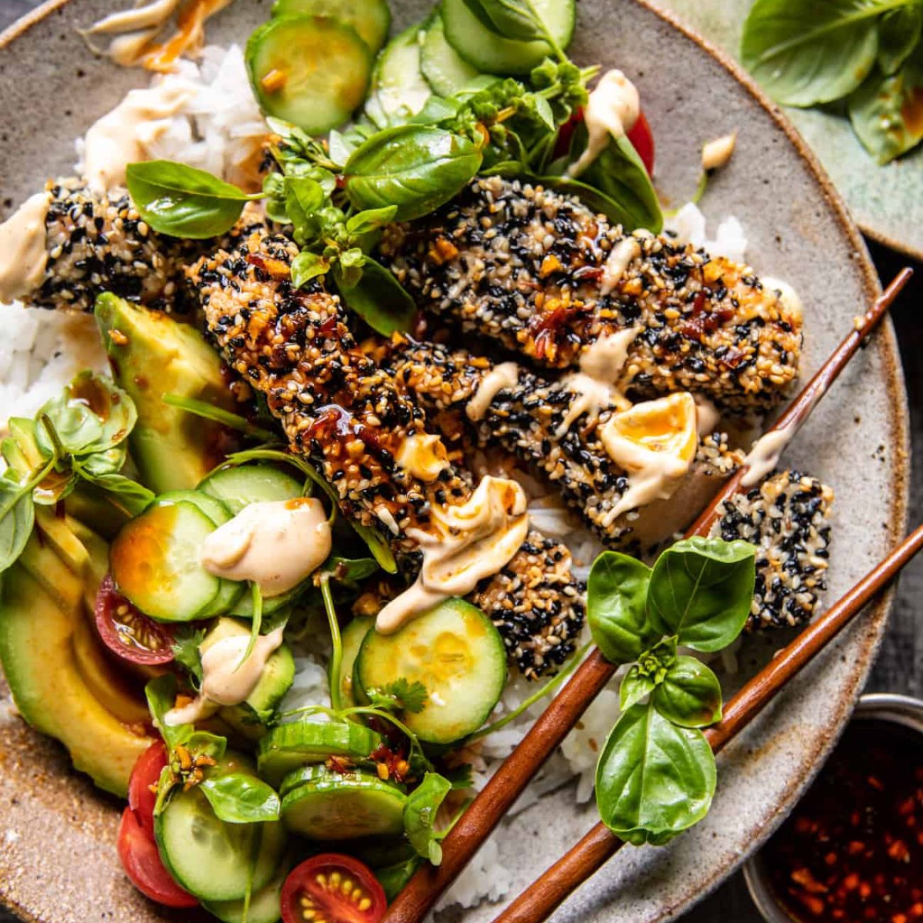 Sesame Crusted Salmon Sates With Orange