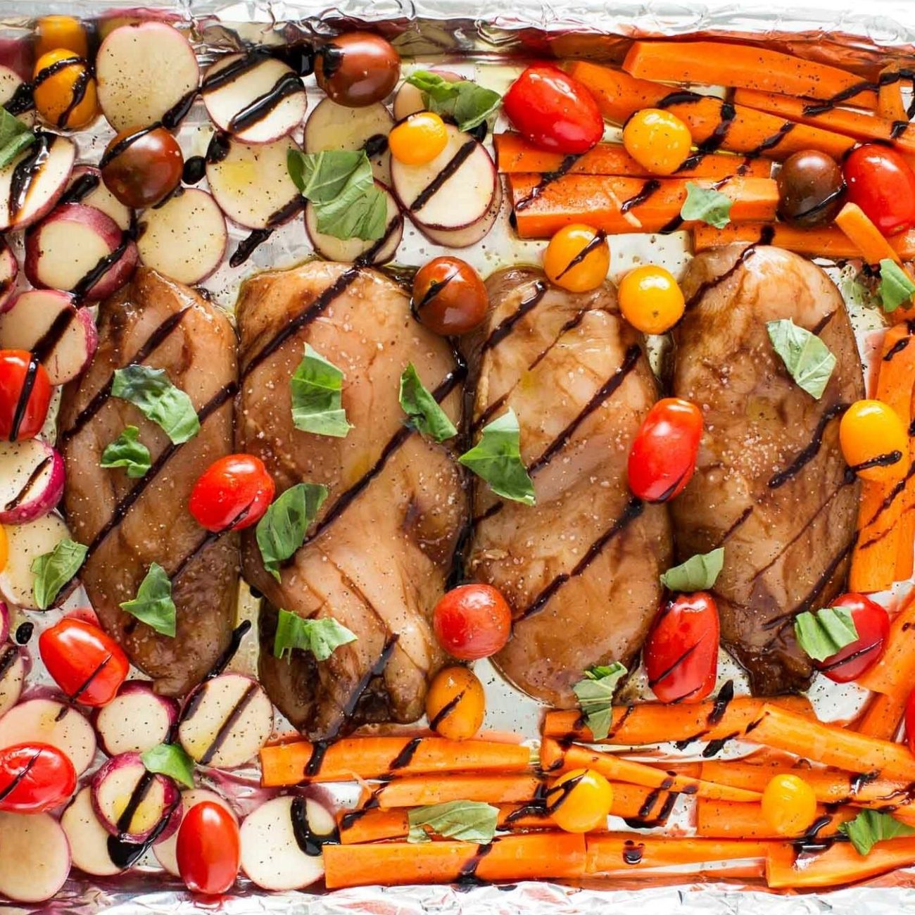 Sheet Pan Balsamic-Herb Chicken And Vegetables