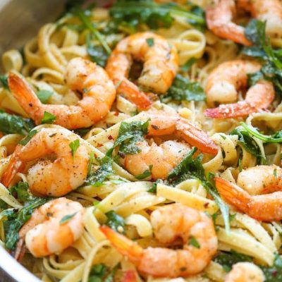 Shrimp Linguine With Basil-Garlic Butter