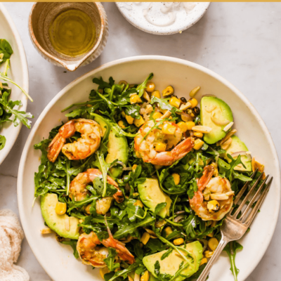 Shrimp On Snow Peas With Avocado Citrus