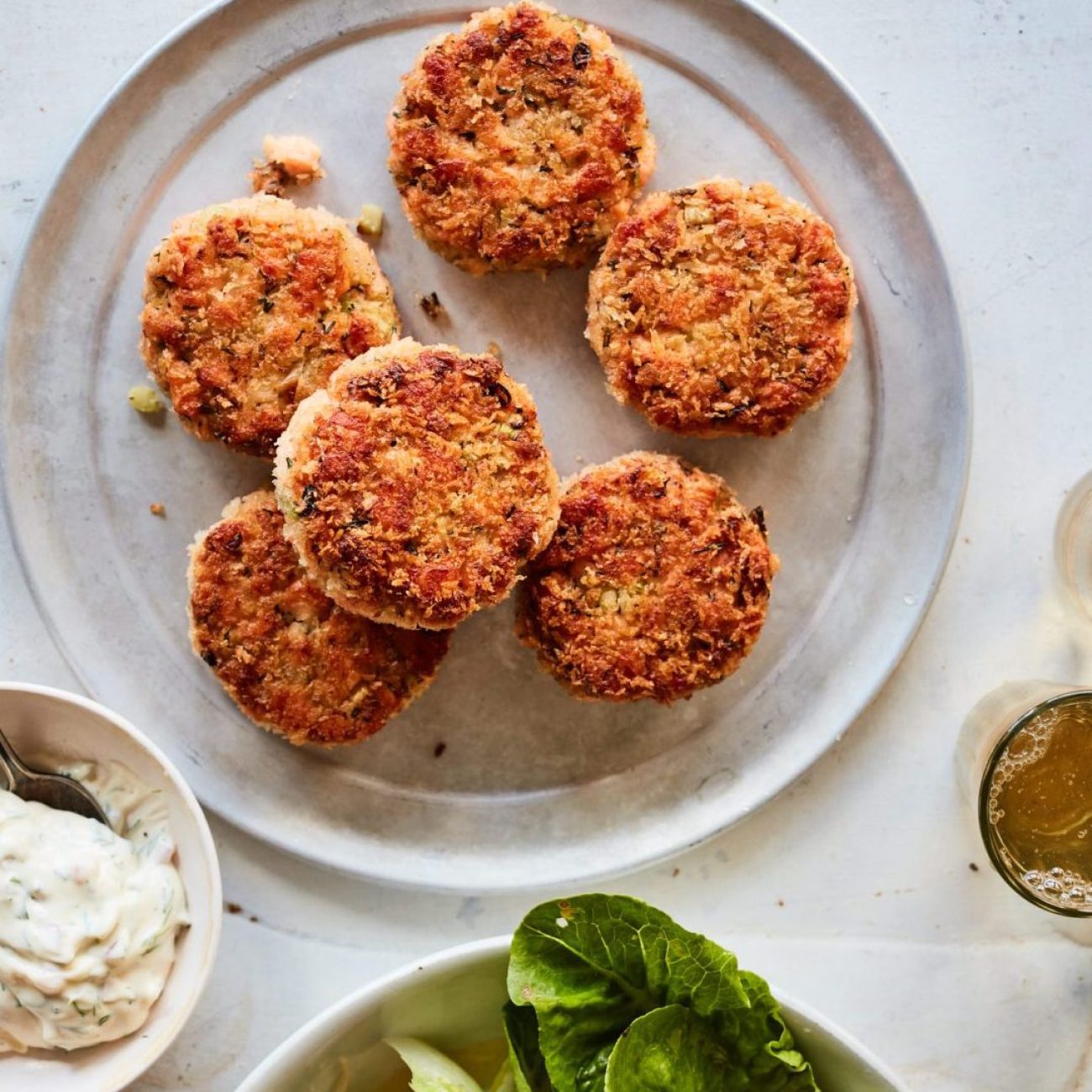 Shrimp Stuffed Salmon Patties With Dill Tarter