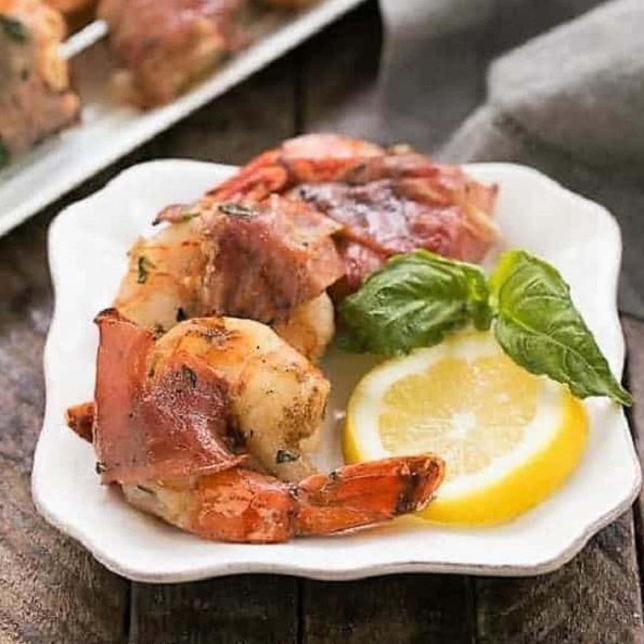 Shrimp Wrapped In Prosciutto And Basil On