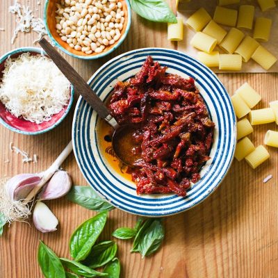 Simple Pesto Spread With Sun- Dried Tomatoes