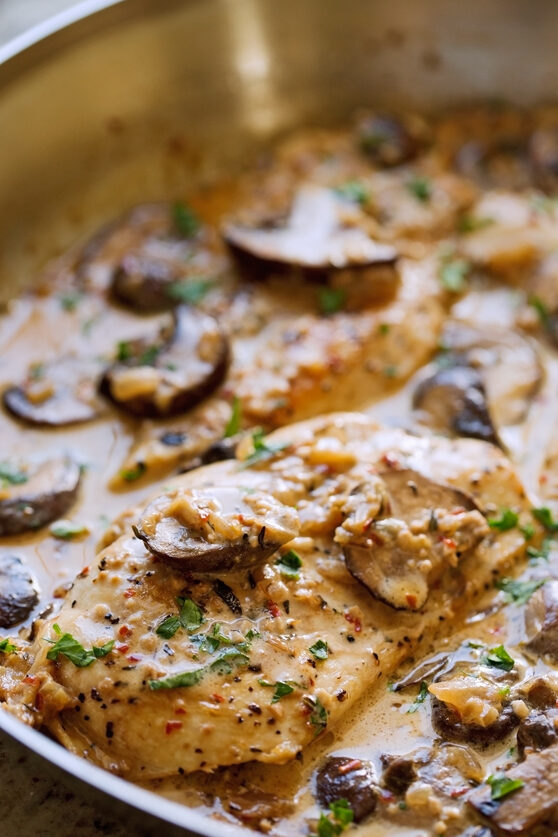 Skillet Chicken Cutlets With Mushrooms