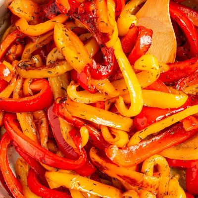 Skillet Onions, Tri-Colored Peppers