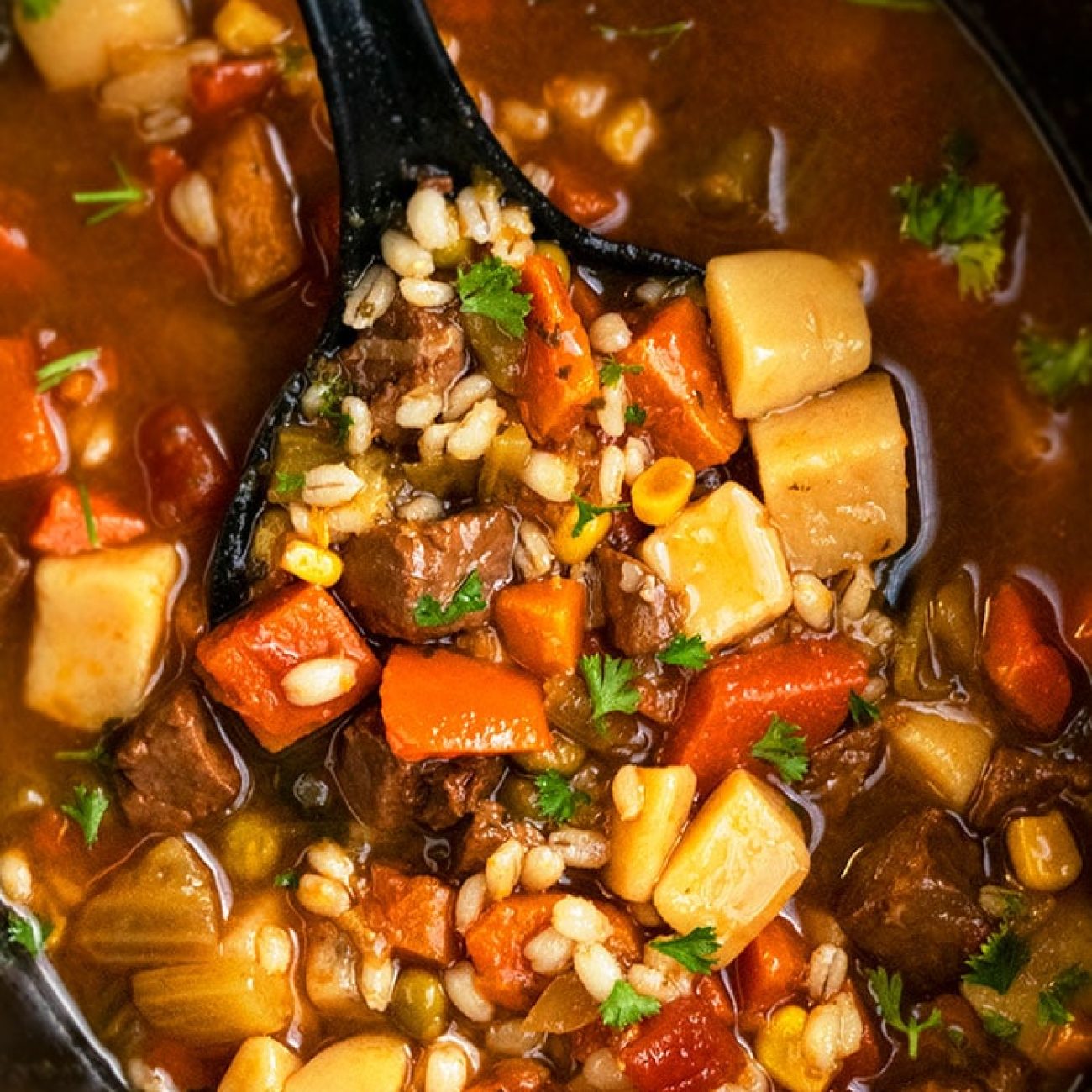 Slow Cooker Beef and Vegetable Barley Soup Recipe