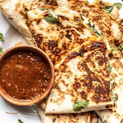 Smashed White Bean And Spinach Quesadillas With