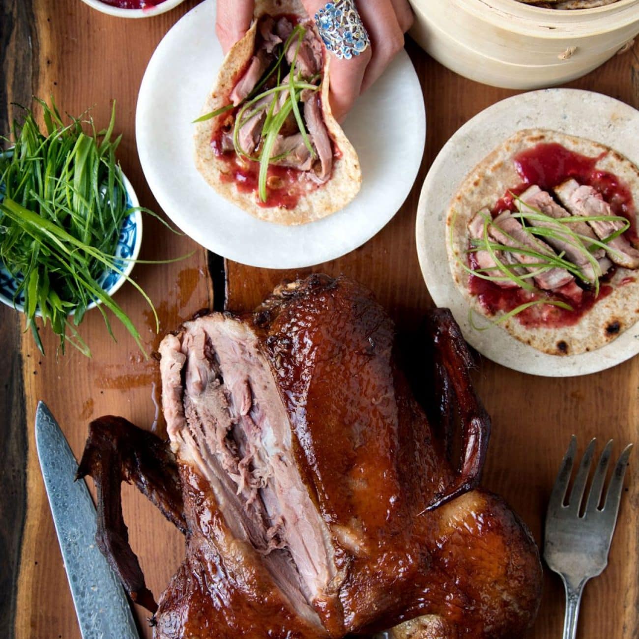 Smoked Duck Potstickers With Orange-Chile