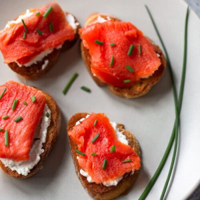 Smoked Salmon, Fennel And Goat Cheese Toasts