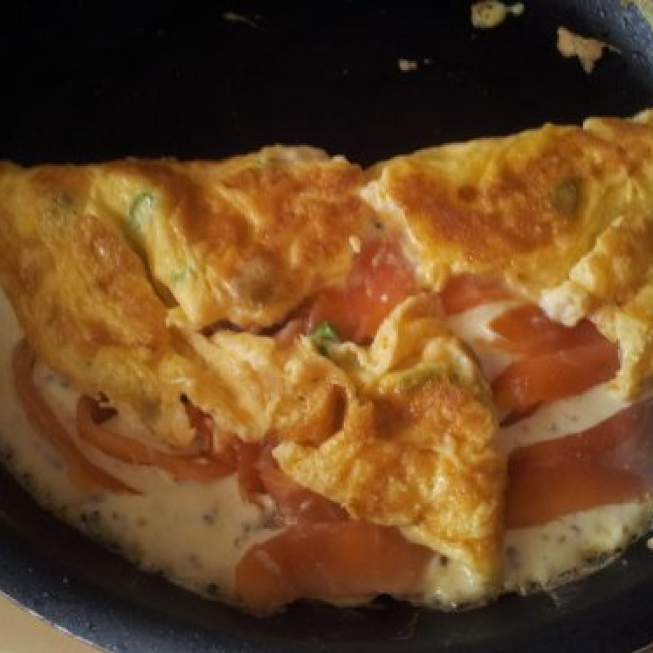 Smoked Salmon Omelet With Red Onions And