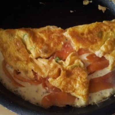 Smoked Salmon Omelet With Red Onions And