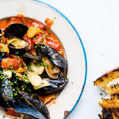 Spicy Red Chile Broth Mussels Recipe