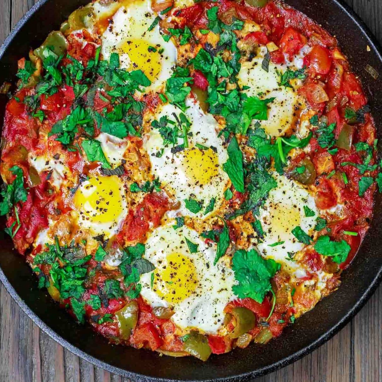 Spicy Tunisian Shakshuka with Bell Peppers