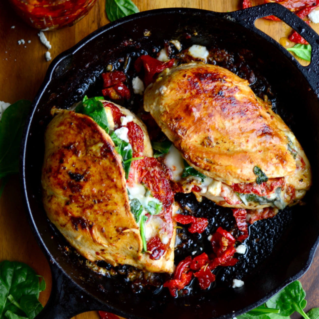 Spinach and Sun-Dried Tomato Stuffed Chicken with Fontina Cheese