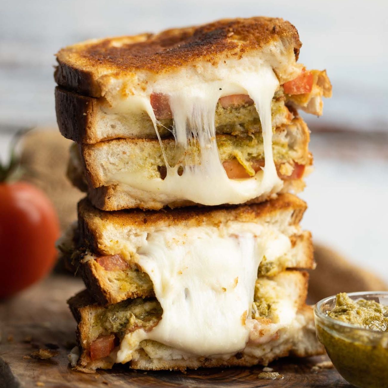 Ultimate Grilled Cheese Sandwich with Tomato & Basil