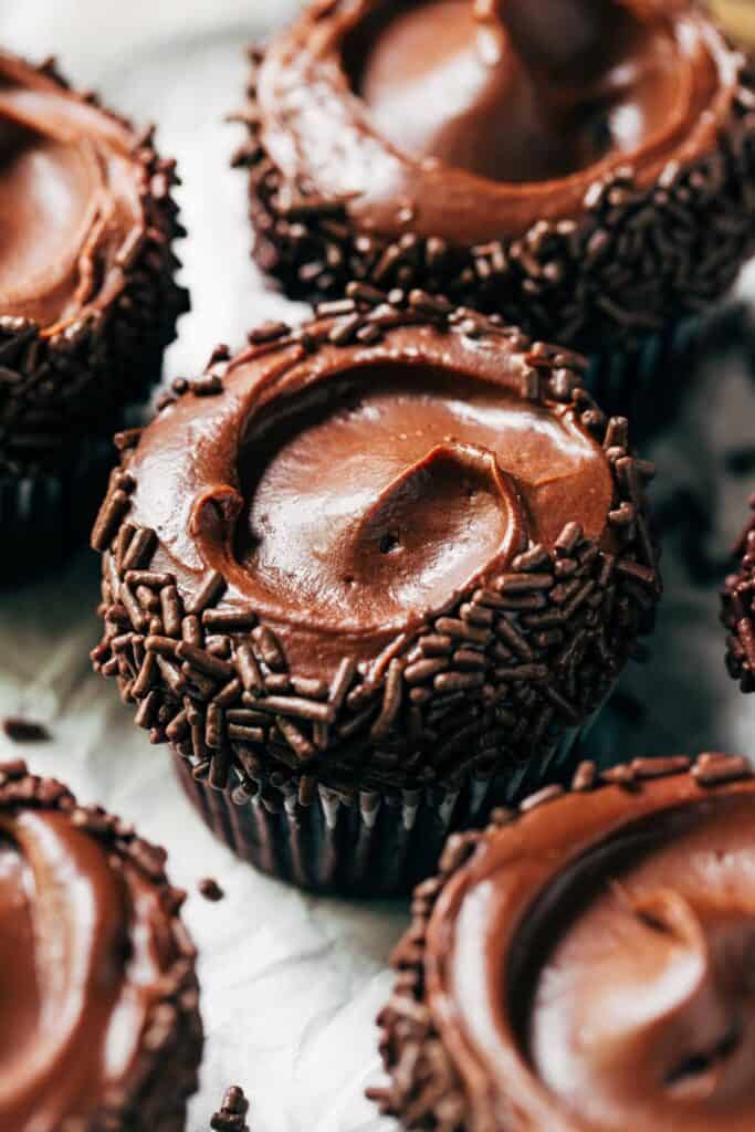 Vanilla Yogurt Cupcakes with Chocolate Ganache Frosting